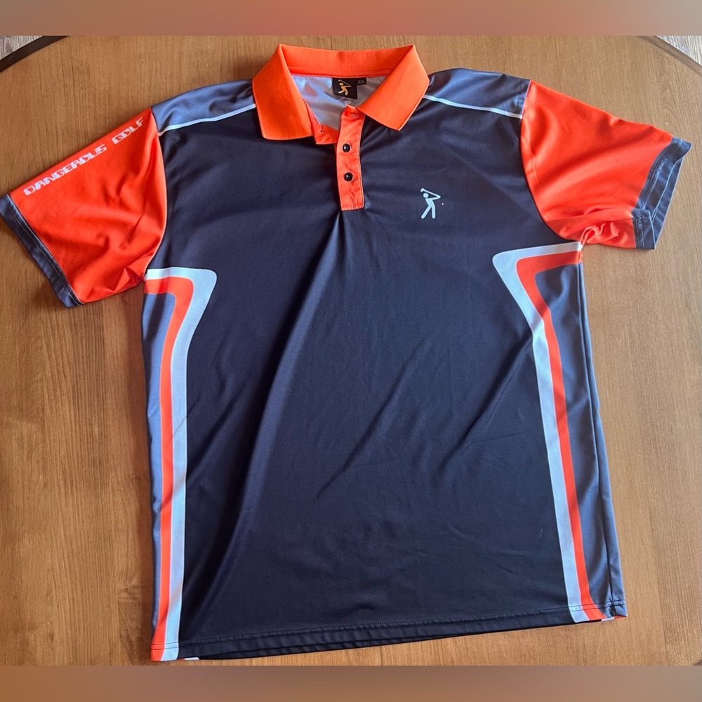Dangerous Golf Men's Golf Polo Shirt XXL Orange Black And Gray Golf